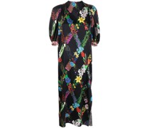 Midikleid aus Seide mit Blumen-Print