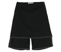 skirt-overlay knee-leng shorts