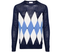 argyle-knit linen blend Pullover