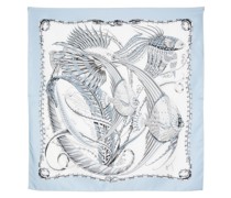 Fish-print silk scarf