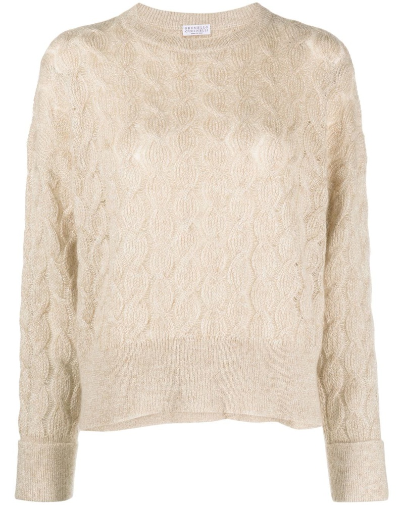 Brunello Cucinelli Damen cable-knit crewneck Pullover