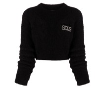 Cropped-Pullover mit Logo-Print