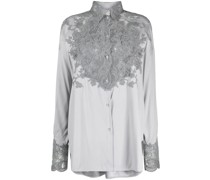 lace-panelling satin shirt