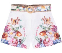 Plumes And Parterres linen shorts