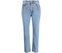 Cropped-Jeans mit Kristallen