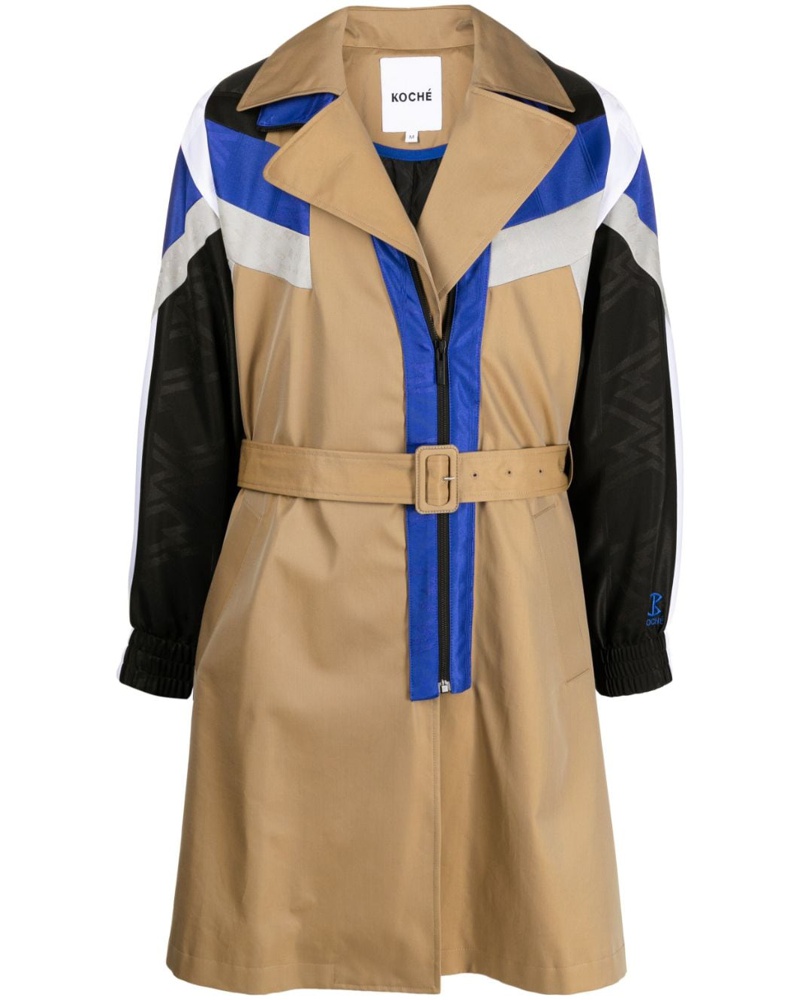 KOCHÉ Damen Trenchcoat in Colour-Block-Optik