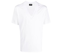 logo-patch V-neck cotton T-shirt