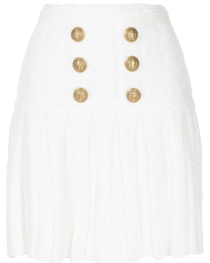 Balmain Damen Midirock mit Knöpfen OR6736 Balmain Damen Midirock mit Knöpfen OR6736