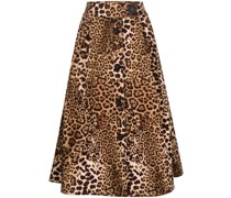 leopard-print A-line skirt