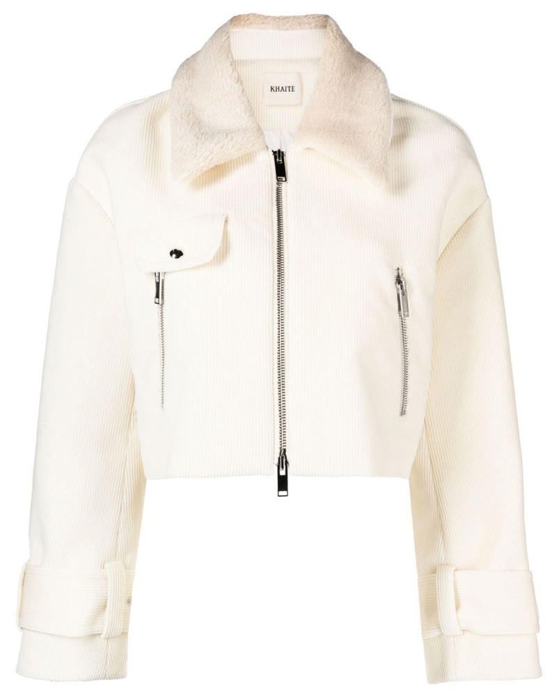 KHAITE Damen Jacke mit Faux-Shearling-Kragen