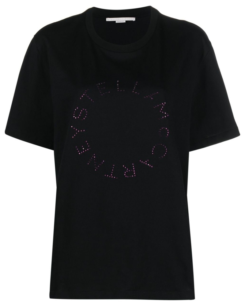 Stella McCartney Damen T-Shirt mit Strass-Logo