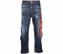 Lockere Jeans mit Graffiti-Print