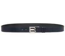leather logo-buckle belt