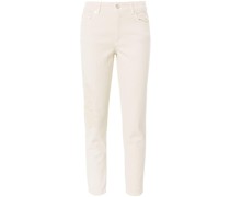 floral-embroidery tapered jeans