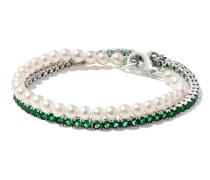 Set aus Perlen- und Kristallarmband