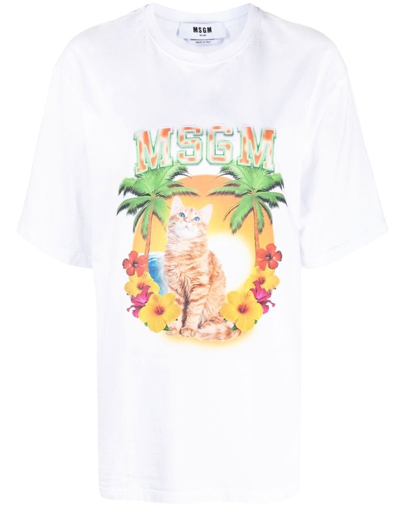 MSGM Damen T-Shirt mit grafischem Print