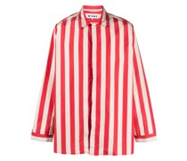 spread-collar stripe-pattern shirt