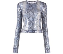 snake-print sequin-embellished top