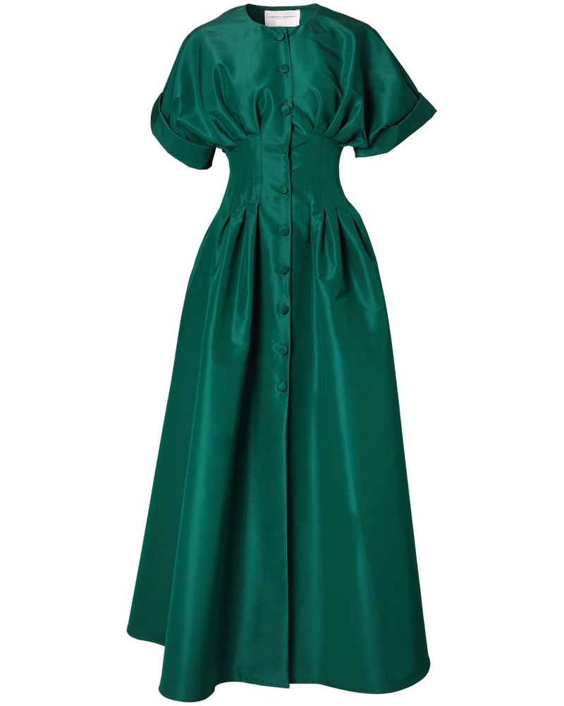 Carolina Herrera New York Damen Midikleid aus Seide mit Knopfleiste