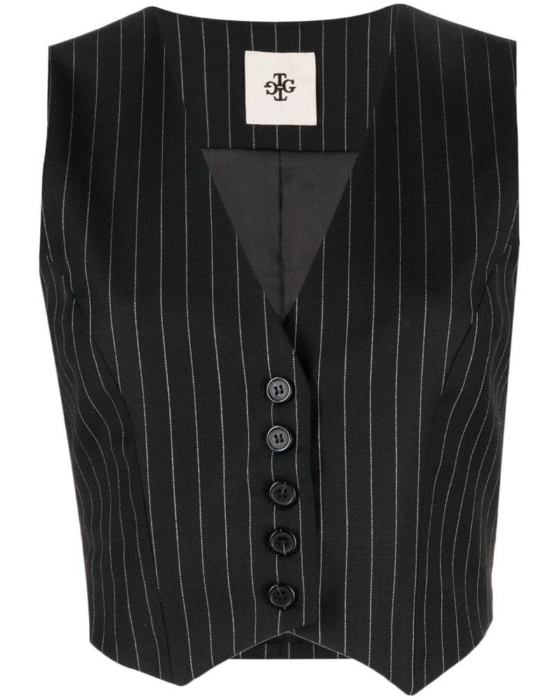 The Garment Damen Cropped-Weste mit Nadelstreifen