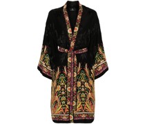 floral-print belted midi coat