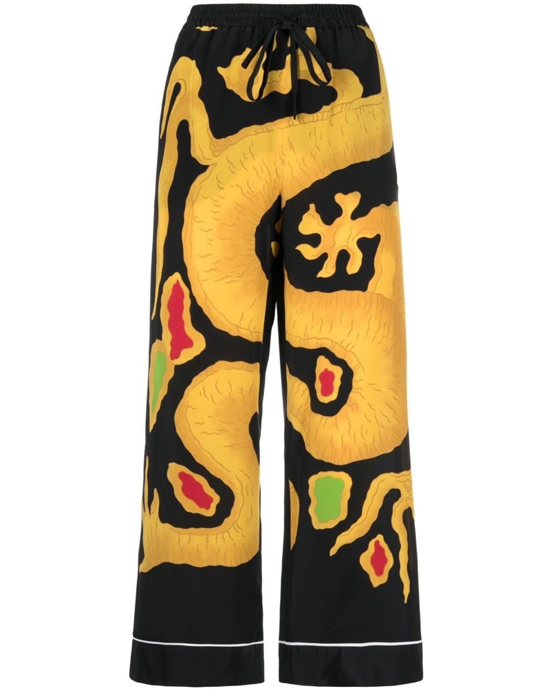 Valentino Garavani Damen Cropped-Hose mit Drachen-Print