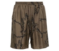 Shorts aus Seide mit abstraktem Print