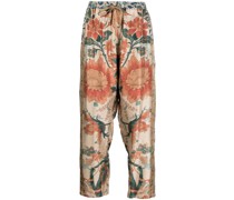 Seidenhose mit Blumen-Print