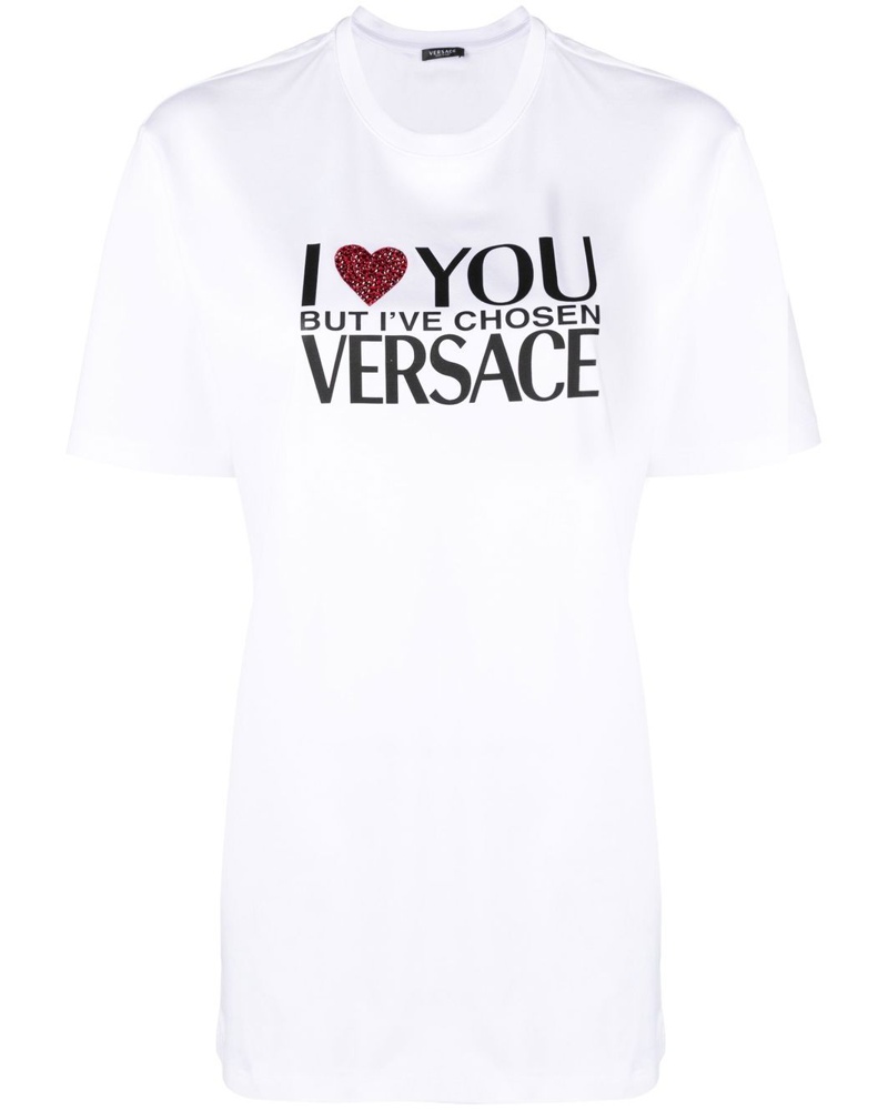 Versace Damen T-Shirt mit Slogan-Print