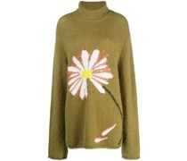 Intarsien-Pullover mit Blumen