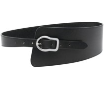 Asymetric leather waist belt