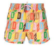 Badeshorts mit Monogramm-Print