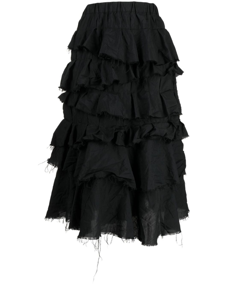 Comme des Garçons Damen Midirock mit ungesäumten Kanten