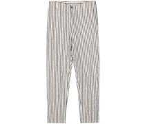 striped linen-blend tapered trousers