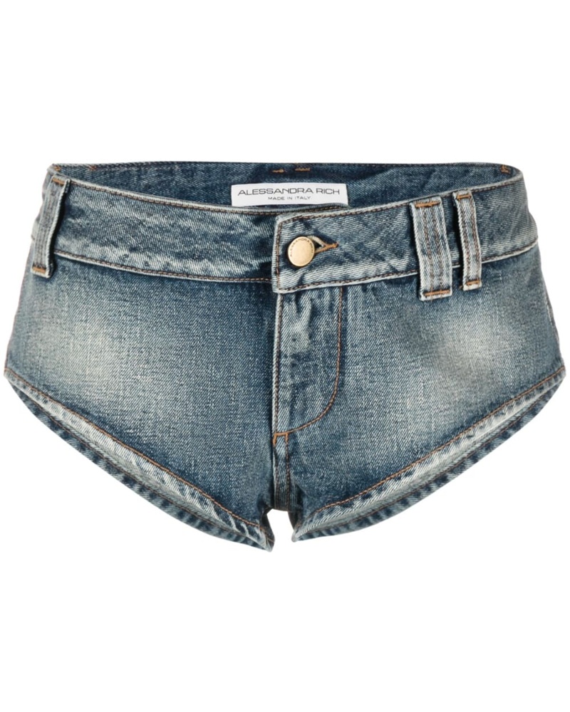 Alessandra Rich Damen Jeans-Shorts mit Logo-Patch