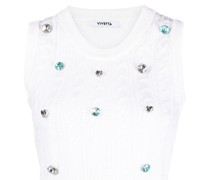 gemstone-detail cable-knit vest