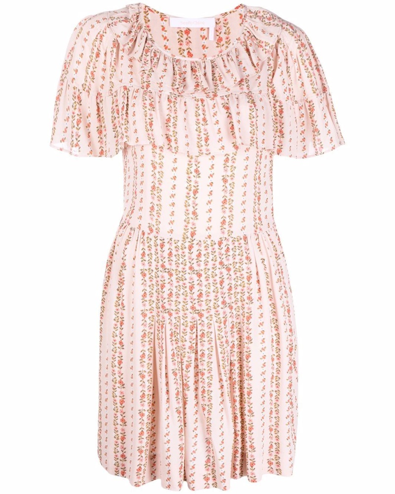 See by Chloé Damen Minikleid mit Blumen-Print