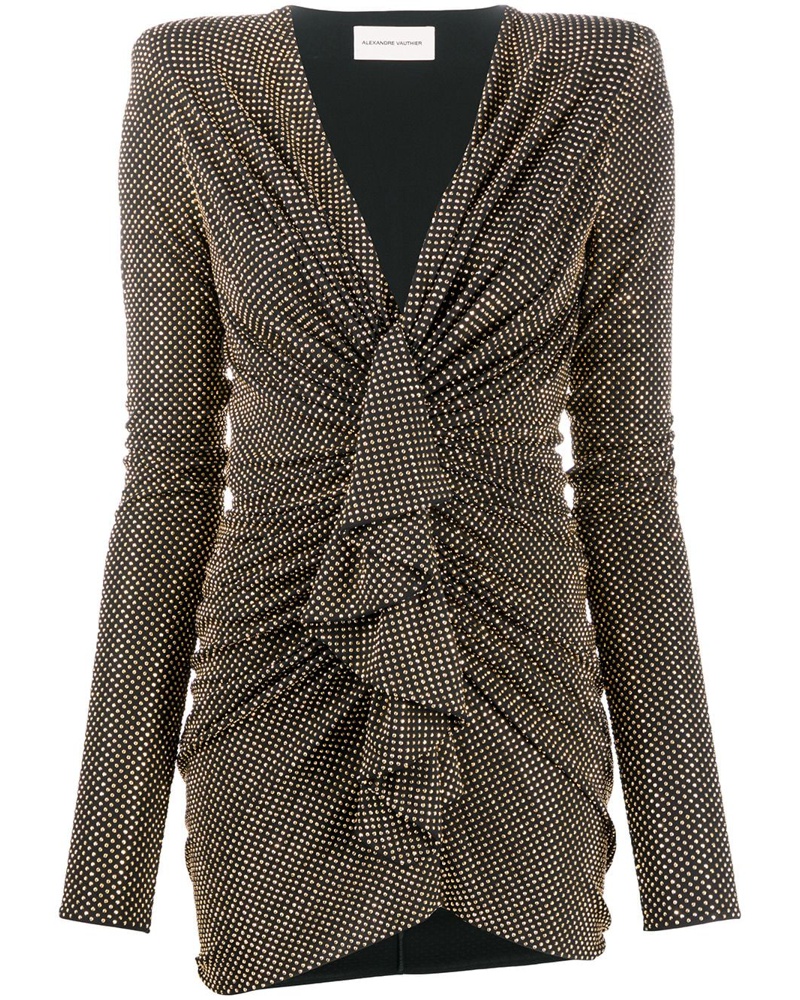 Alexandre Vauthier Damen Gerafftes Kleid mit Nieten