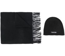 Set aus Mütze und Schal mit Logo