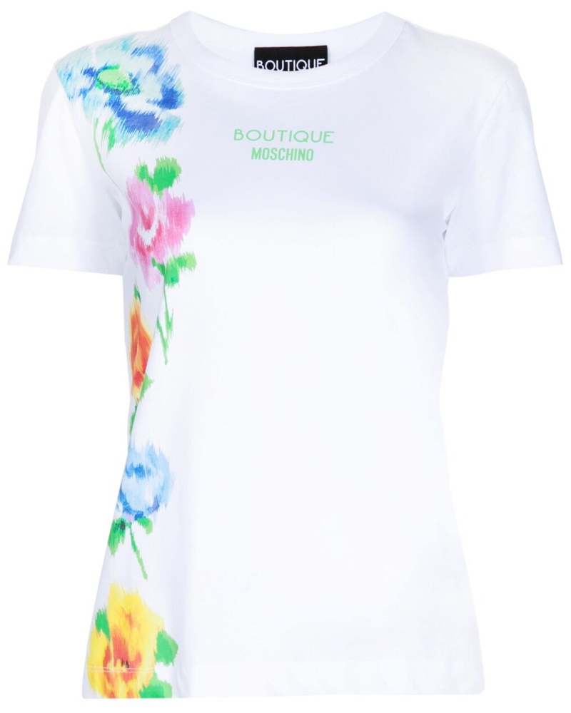 Moschino Damen T-Shirt mit Blumen-Print