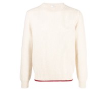 Gerippter Pullover mit Logo-Patch