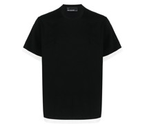Geripptes T-Shirt mit Logo-Stickerei