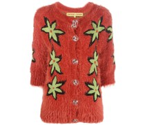 Intarsien-Cardigan mit Blumenmuster