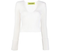 Gerippter Pullover mit V-Ausschnitt