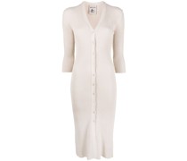 Geripptes Kleid mit Knopfleiste