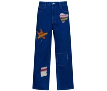 Weite Jeans im Patchwork-Look
