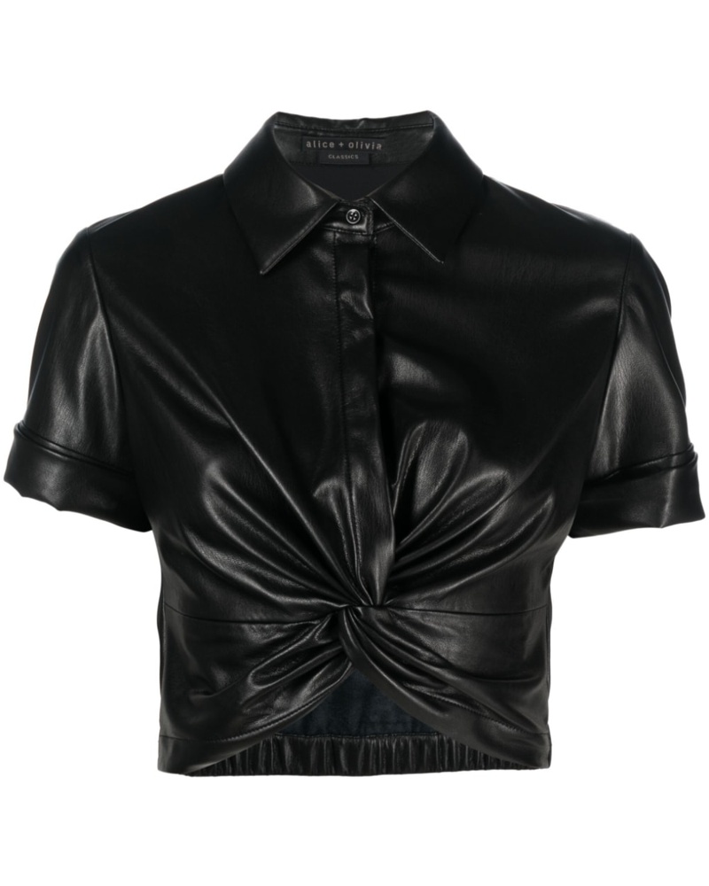 Alice + Olivia Damen Hemd aus veganem Leder