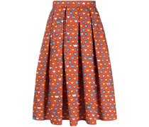 graphic-print cotton midi skirt