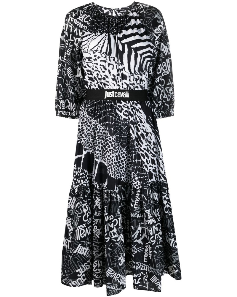 Just Cavalli Damen Ausgestelltes Kleid mit grafischem Print