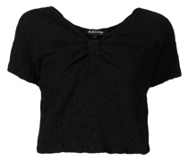 crinkled-effect fitted cropped blouse
